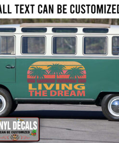 Personalized Living The Dream Camping Van Sticker 11476