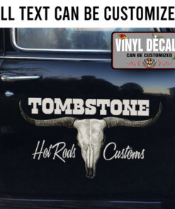 Personalized Long Horn Custom Garage Lettering Vinyl Sticker 10523
