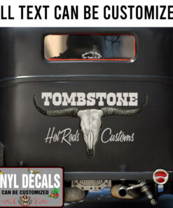 Personalized Long Horn Custom Garage Lettering Vinyl Sticker 10523