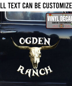 Personalized Long Horn Ranch Vinyl Sticker 10501