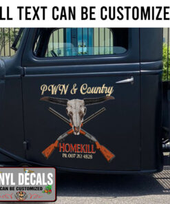 Personalized Long Horn Skull Farm Lettering Sticker 11489