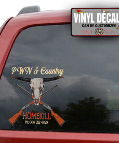 Personalized Long Horn Skull Farm Lettering Sticker 11489