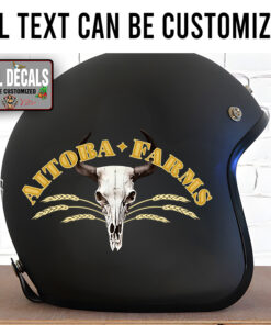 Personalized Long Horn Skull Farm Lettering Sticker 11918