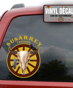 Personalized Long Horn Skull Sticker 11436