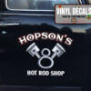 Personalized V8 Garage Piston Garage Hot Rod Garage Car Lettering Pinstriping Vinyl Sticker 10195