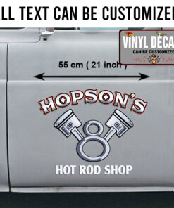Personalized V8 Garage Piston Garage Hot Rod Garage Car Lettering Pinstriping Vinyl Sticker 10195