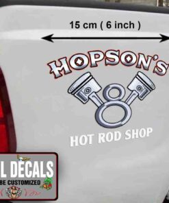 Personalized V8 Garage Piston Garage Hot Rod Garage Car Lettering Pinstriping Vinyl Sticker 10195