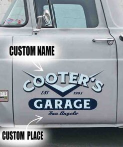 Personalized V8 Garage Lettering Vinyl Sticker 10673
