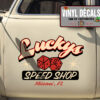 Personalized Lucky Speed Shop With Dice Sticker 11291