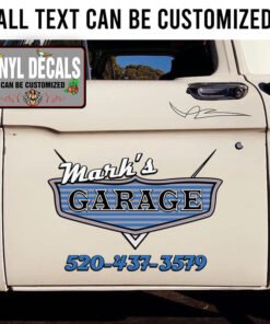 Personalized V8 Hot Rod Garage Lettering Vinyl Sticker 10326