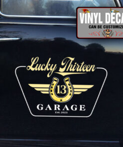 Personalized Lucky Thirteen Lettering Vinyl Sticker 10770