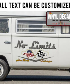 Personalized V8 Pinstriping Checker Flag Lettering Sticker 11554