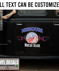 Personalized Metal Dust Pinstriping American Flag Sticker 11646