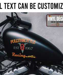 Personalized V8 Racing Flaming Sticker 11896