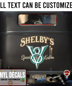 Personalized V8 Speed And Custom Lettering Vinyl Sticker 10456