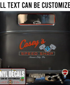 Personalized V8 Speed Shop Lettering Sticker 10952