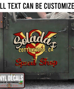 Personalized V8 Speed Shop Lettering Vinyl Sticker 10320