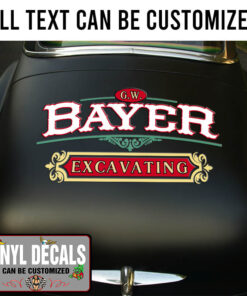 Personalized Vintage Excavating Lettering Vinyl Sticker 10676