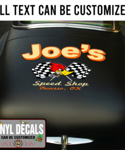Personalized Mr Horsepower And Checker Flag Lettering Vinyl Sticker 10870