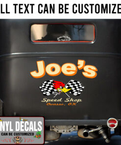 Personalized Mr Horsepower And Checker Flag Lettering Vinyl Sticker 10870