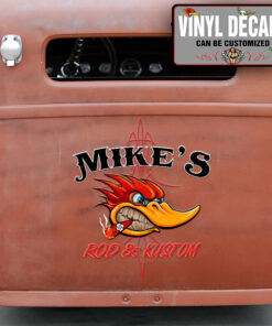 Personalized Mr Horsepower Angry Hot Rod Bird Lettering Vinyl Sticker 10757