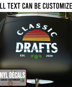 Personalized Vintage Lettering Hot Rod Vinyl Sticker 10714