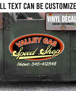 Personalized Vintage Lettering Speed Shop Vinyl Sticker 10295