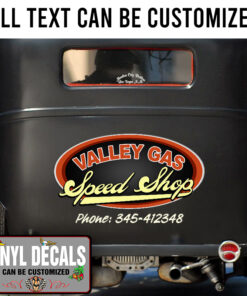 Personalized Vintage Lettering Speed Shop Vinyl Sticker 10295