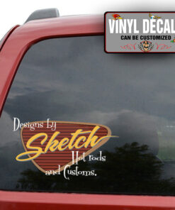 Personalized Vintage Patina Look Hot Rod Lettering Sticker 11749