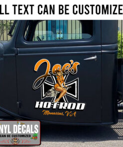 Personalized Vintage Pin Up Girl And Iron Cross Sticker 10921