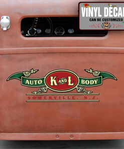Personalized Vintage Ribbon Truck Graphic Vinyl Sticker 10681