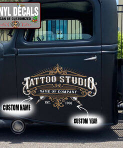 Personalized Vintage Tatto Studio Vinyl Sticker 10379
