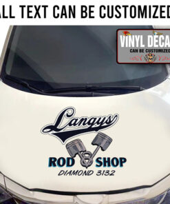 Personalized Vintage V8 And Piston Hot Rod Lettering Vinyl Sticker 10794