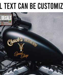 Personalized Vintage V8 Lettering Patina Look Sticker 11882