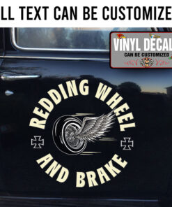Personalized Wheel And Wing Lettering Vinyl Sticker 10454