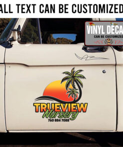 Personalized Nursery Sunset Palm Tree Vintage Sticker 11890