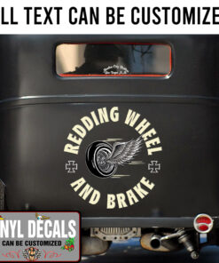 Personalized Wheel And Wing Lettering Vinyl Sticker 10454