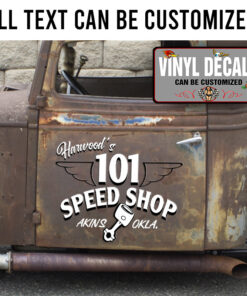 Personalized Wing And Piston Lettering Vinyl Sticker 10332