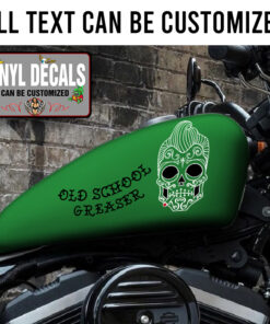 Personalized Old School Greaser Skull Motorcycle Gas Tank Decal 11760