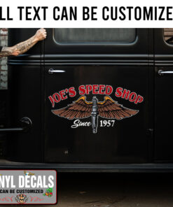 Personalized Winged Spark Plug Sticker 11737
