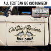 Personalized Old School Truck Door Art Checker Flag Sticker 12083