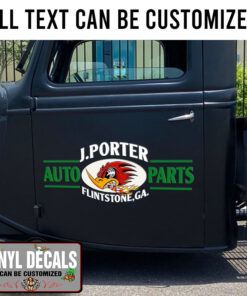 Personalized Woodpecker Hot Rod Lettering Vinyl Sticker 10627