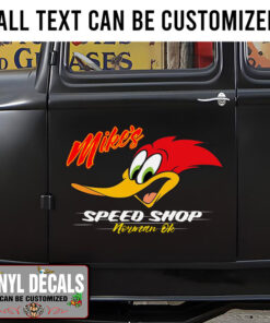 Personalized Woody Woodpecker Hot Rod Sticker 11369