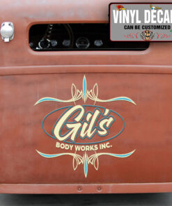 Personalized Oval Pinstriping Lettering Vinyl Sticker 10437