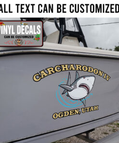 Personalized Yeallow Lettering And Shark Sticker 11676