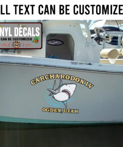 Personalized Yeallow Lettering And Shark Sticker 11676