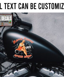 Personalized Pin Up Girl And Piston Pinstriping Sticker 11912