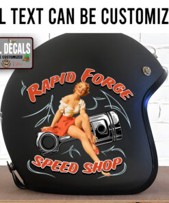 Personalized Pin Up Girl And Piston Pinstriping Sticker 11912