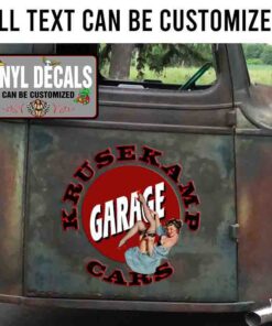 Personalized Pin Up Girl Garage Lettering Vinyl Sticker 10475