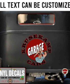 Personalized Pin Up Girl Garage Lettering Vinyl Sticker 10475